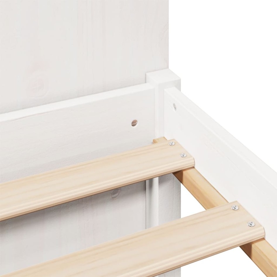 Cama con estantería sin colchón madera maciza blanca 160x200