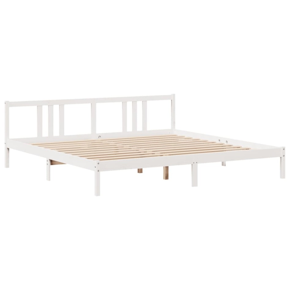 Cama con estantería sin colchón madera maciza blanca 200x200