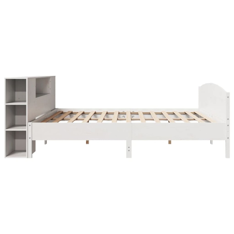 Cama con estantería sin colchón madera maciza blanca 180x200