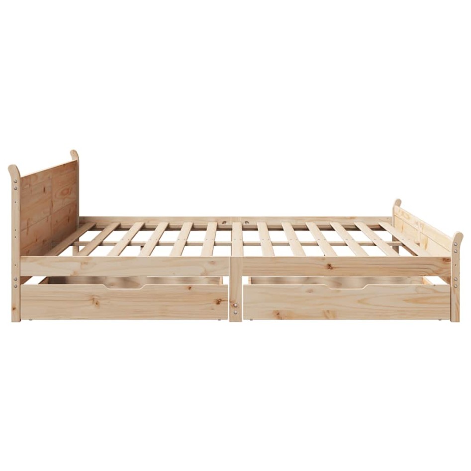 Estructura de cama sin colchón madera maciza de pino 200x200