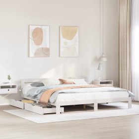 Cama sin colchón madera maciza de pino blanca 180x200