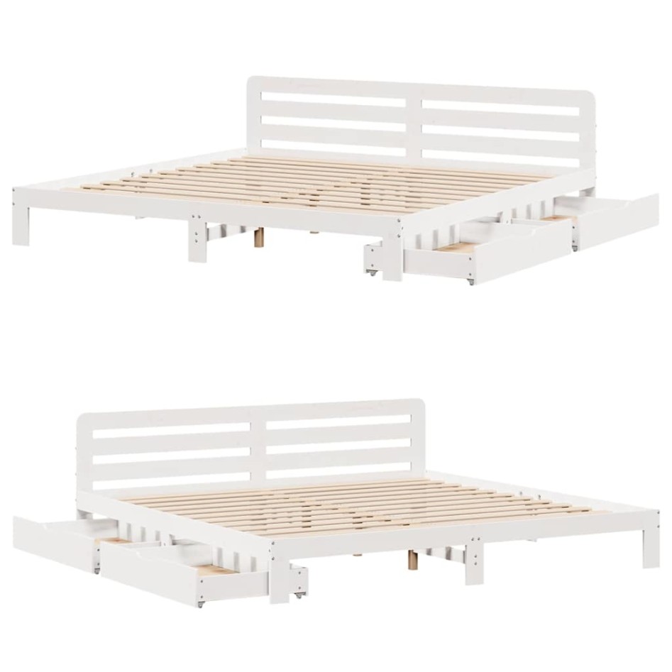 Cama sin colchón madera maciza de pino blanca 180x200
