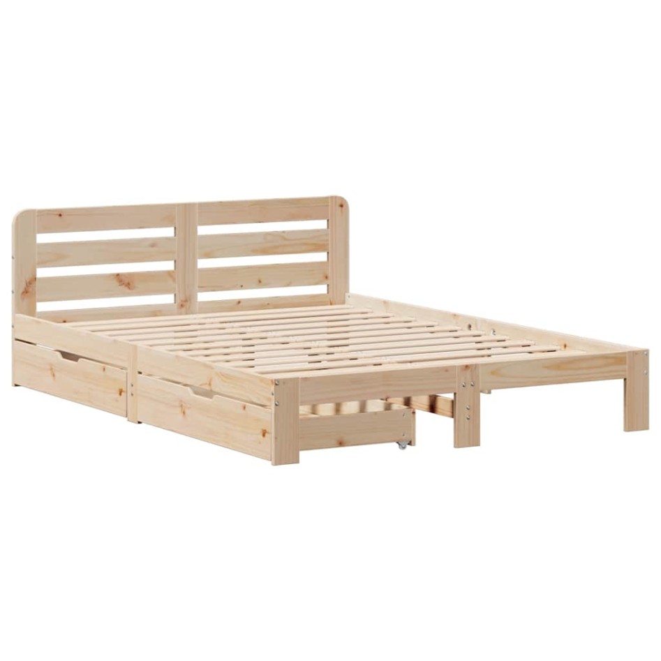 Estructura de cama sin colchón madera de pino blanco 150x200