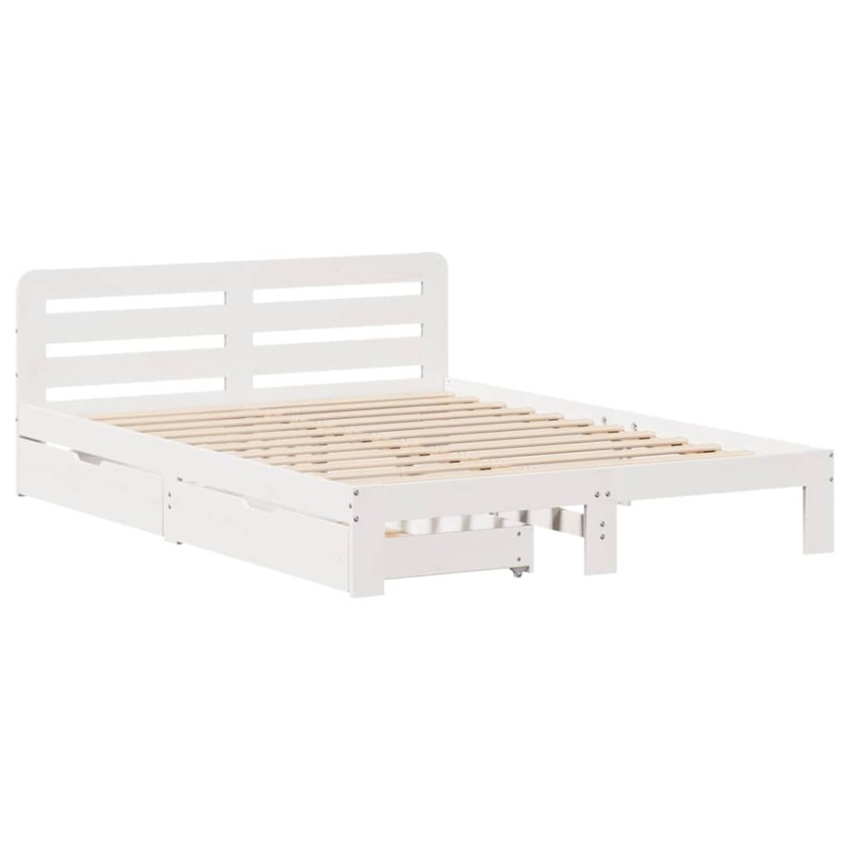 Estructura de cama sin colchón madera de pino blanca 120x200
