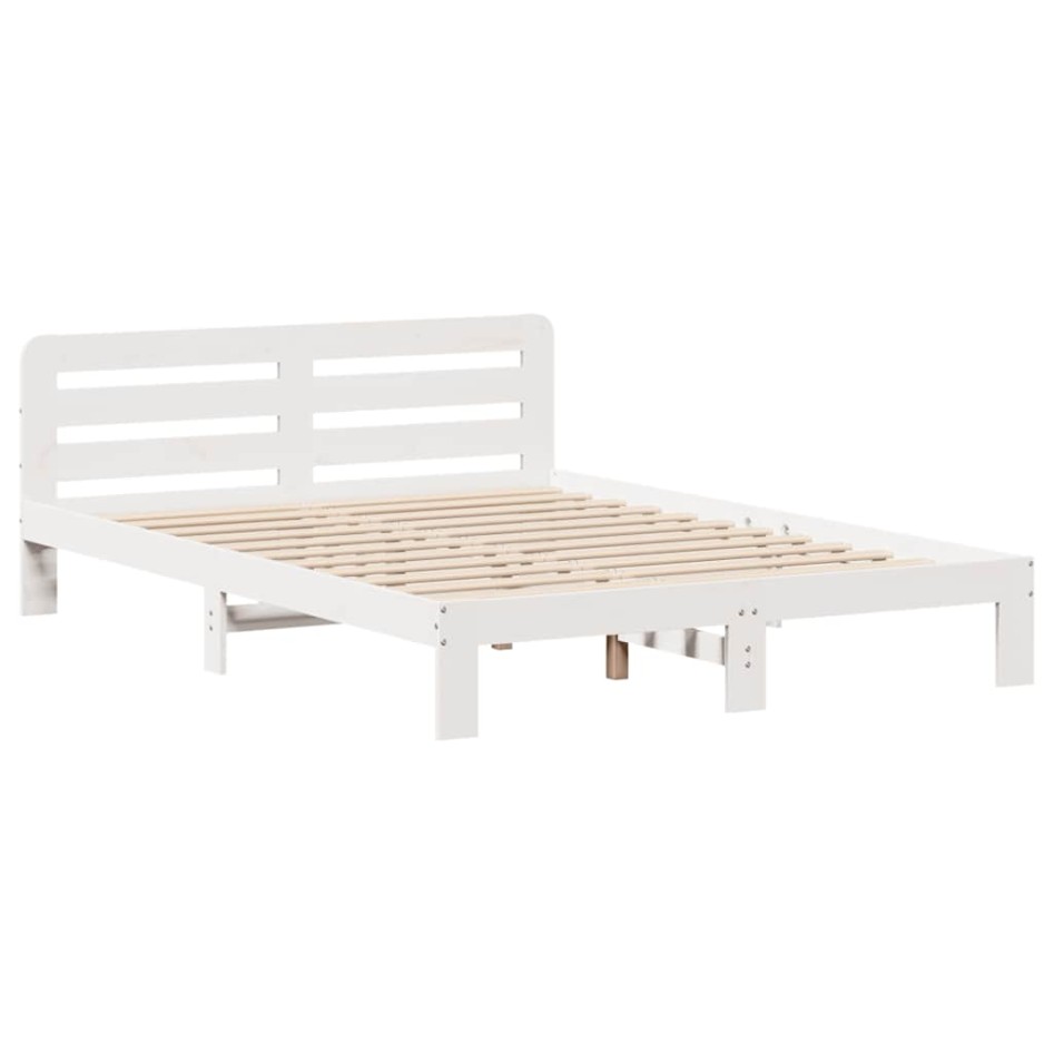 Estructura de cama sin colchón madera de pino blanca 120x200