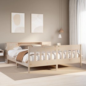 Cama con estantería sin colchón madera maciza de pino
