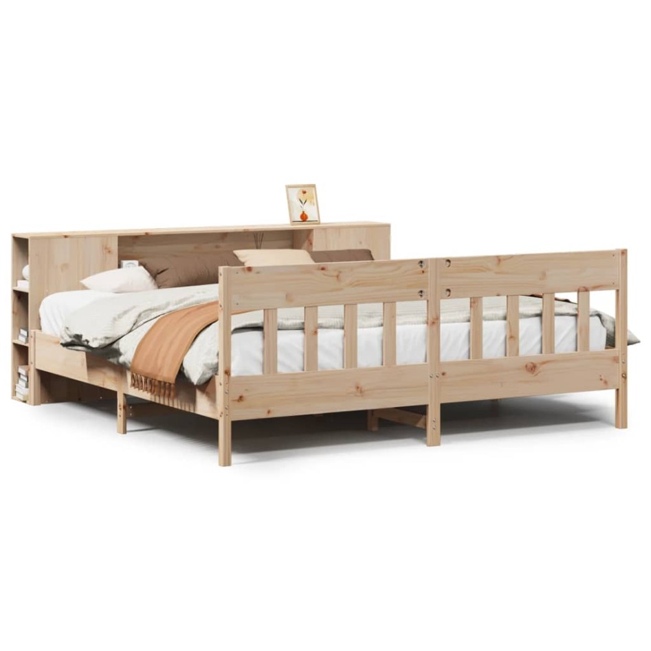 Cama con estantería sin colchón madera maciza de pino