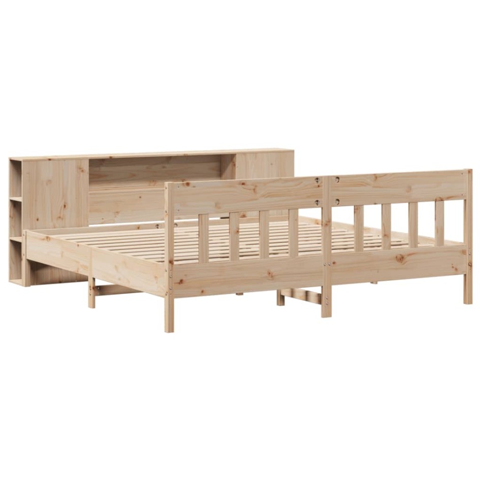 Cama con estantería sin colchón madera maciza de pino