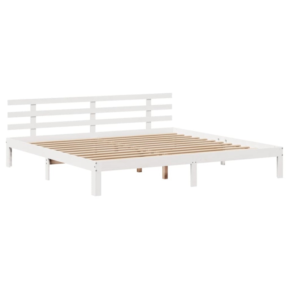 Cama con estantería sin colchón madera maciza blanca 180x200