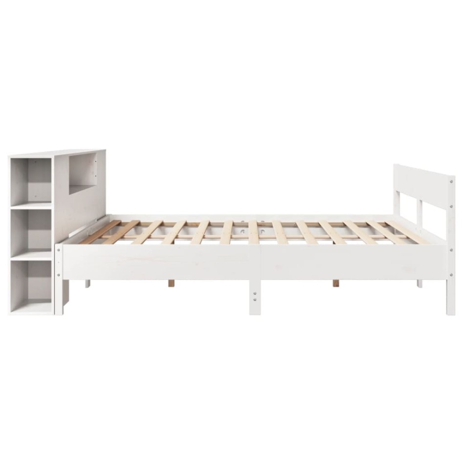 Cama con estantería sin colchón madera maciza blanca 200x200