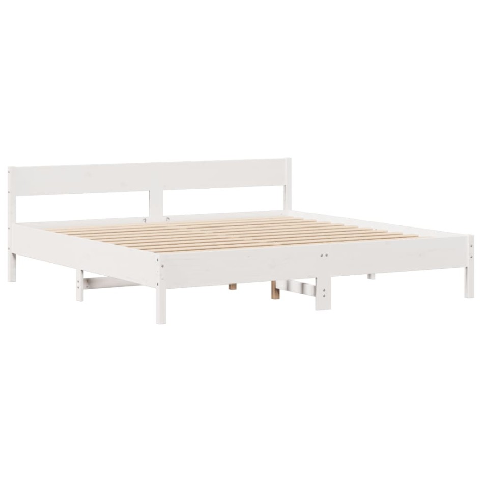 Cama con estantería sin colchón madera maciza blanca 180x200