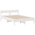 Cama con estantería sin colchón madera maciza blanca 140x200