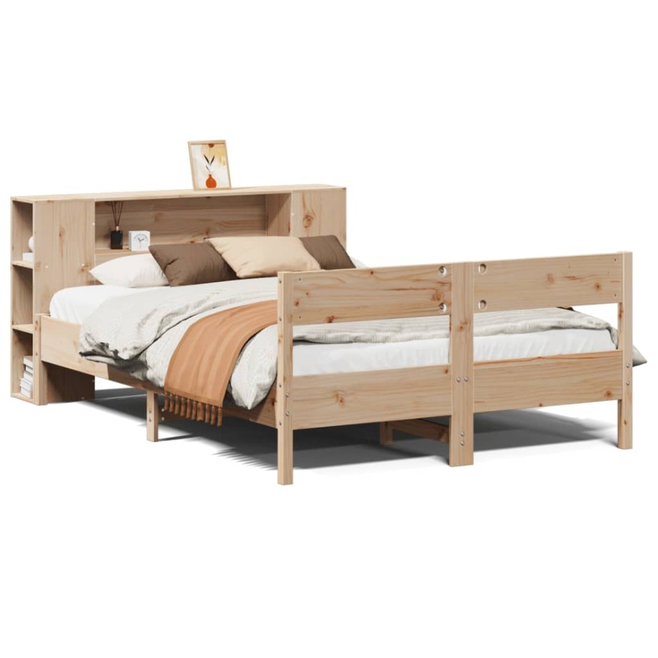 Cama con estantería sin colchón madera maciza de pino