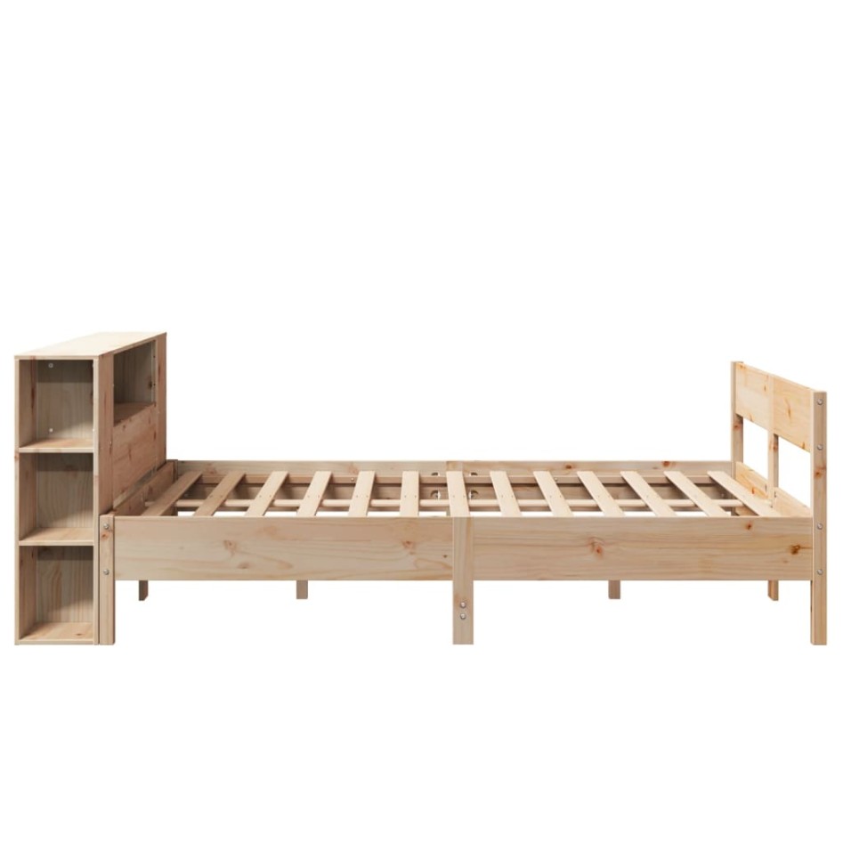 Cama con estantería sin colchón madera maciza de pino
