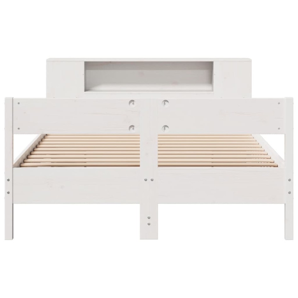 Cama con estantería sin colchón madera maciza blanca 120x190