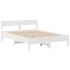 Cama con estantería sin colchón madera maciza blanca 120x190