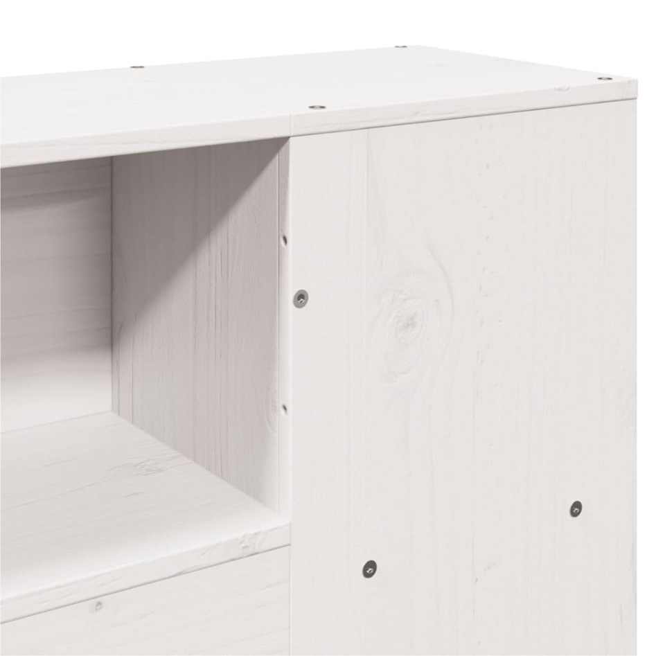 Cama con estantería sin colchón madera maciza blanca 120x190