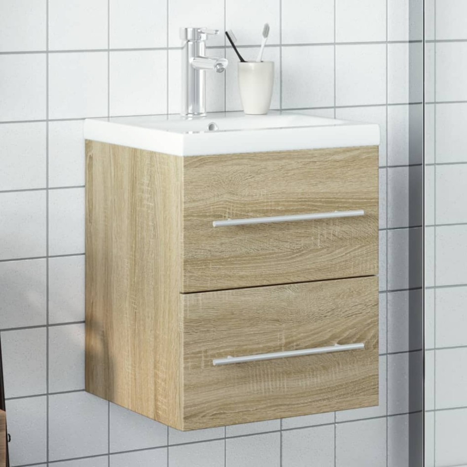 Mueble de baño con lavabo integrado roble
