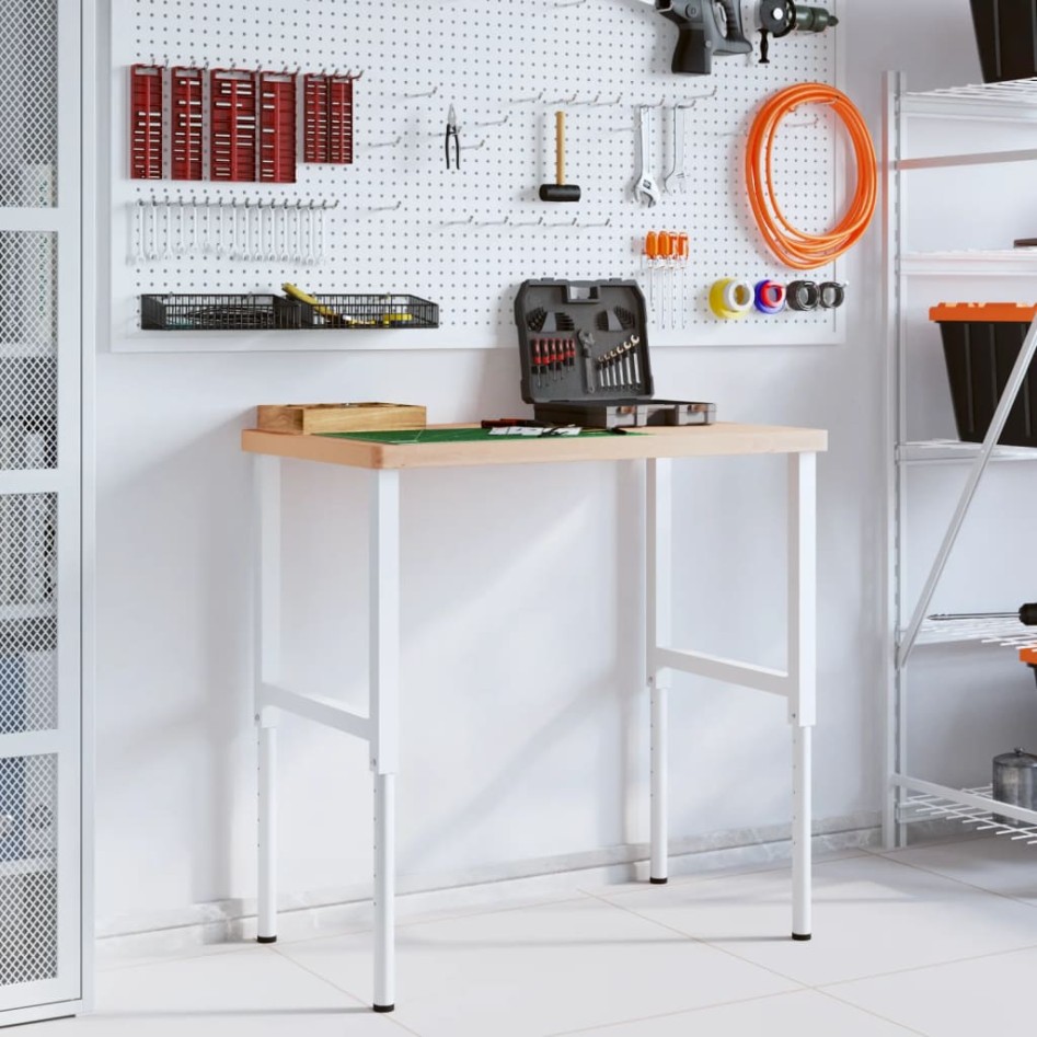 Banco de trabajo rectangular madera maciza 100x60x(73-99,5)