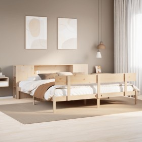 Cama con estantería sin colchón madera maciza de pino