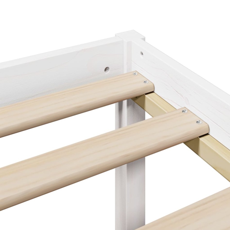 Cama con estantería sin colchón madera maciza blanca 150x200