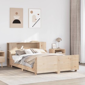 Estructura de cama sin colchón madera de pino blanco 150x200
