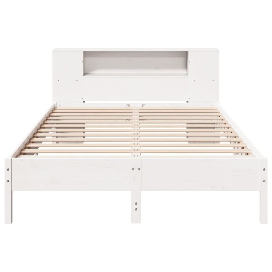 Cama con estantería sin colchón madera maciza blanca 160x200