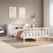 Cama con estantería sin colchón madera maciza blanca 140x200 cm