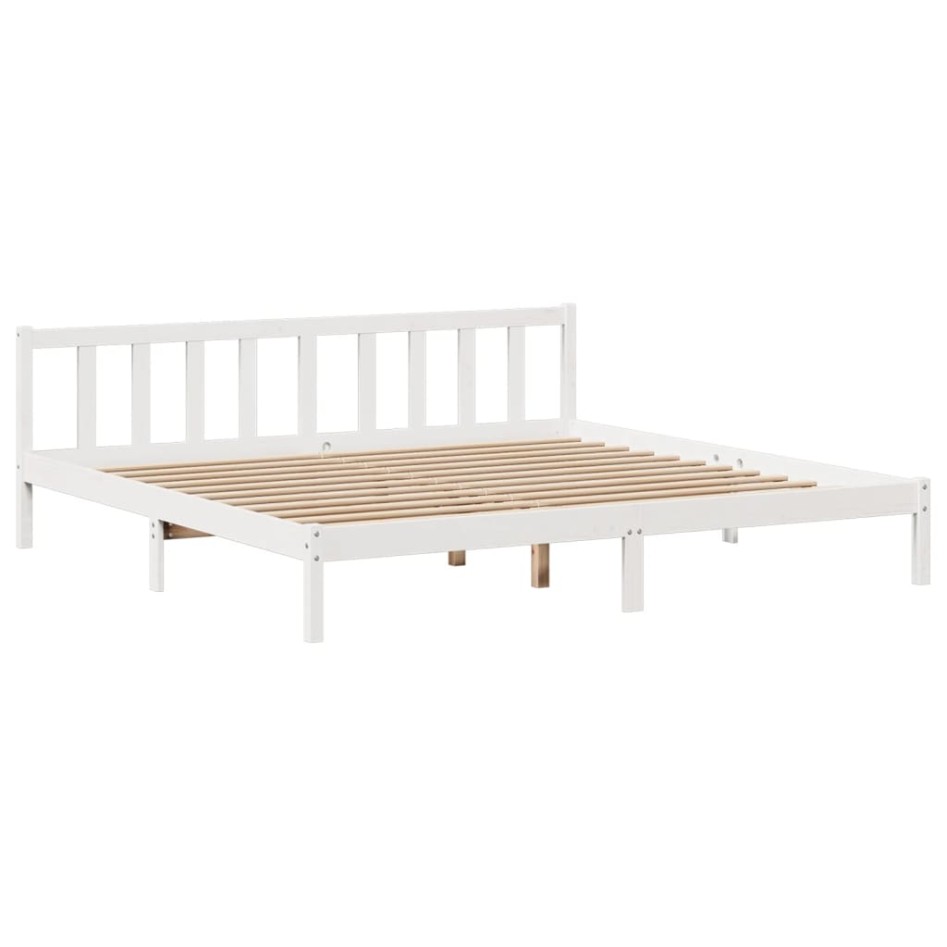 Cama con estantería sin colchón madera maciza blanca 200x200