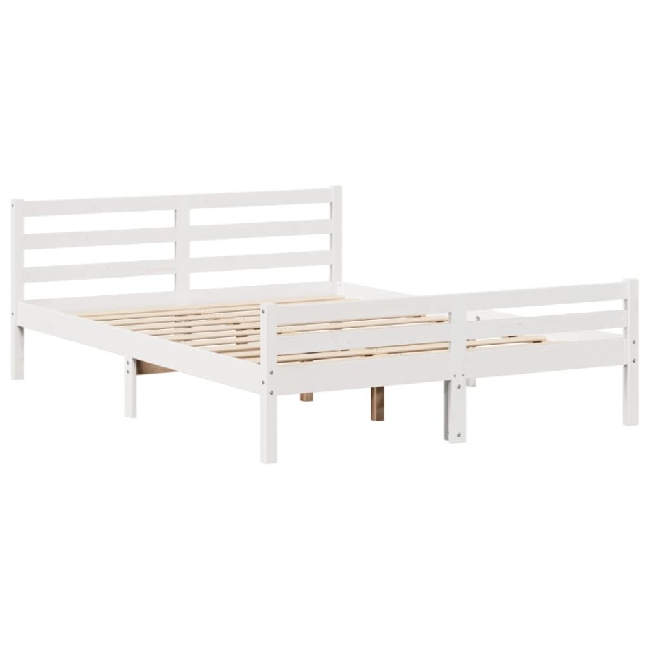 Cama con estantería sin colchón madera maciza blanca 150x200