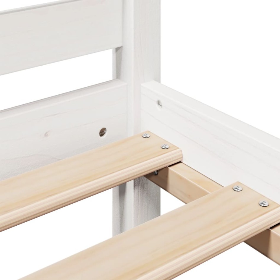 Cama con estantería sin colchón madera maciza blanca 180x200