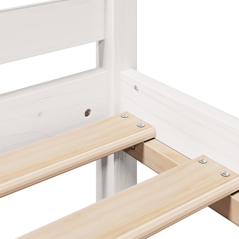 Cama con estantería sin colchón madera maciza blanca 200x200