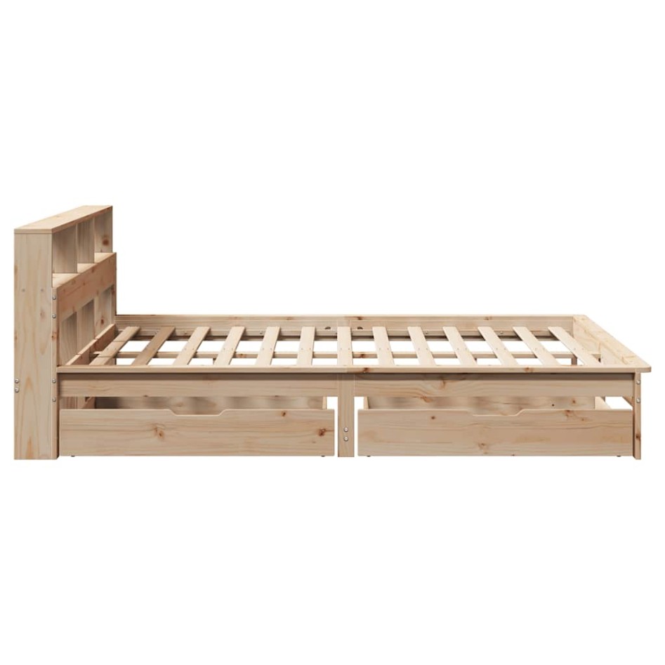 Cama con estantería sin colchón madera maciza de pino