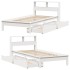Cama con estantería sin colchón madera maciza blanca 75x190