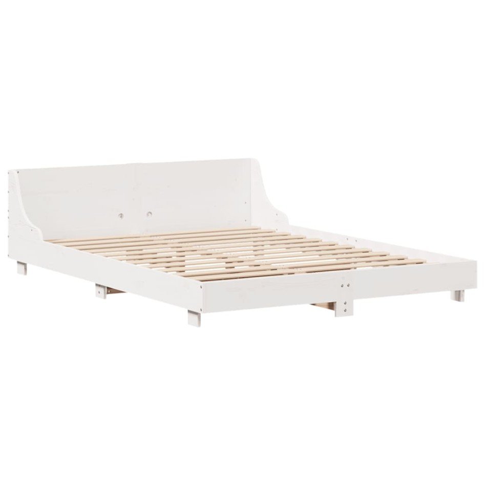 Estructura de cama sin colchón madera de pino blanca 120x200