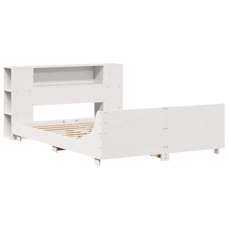 Estructura de cama sin colchón madera maciza blanca 120x190