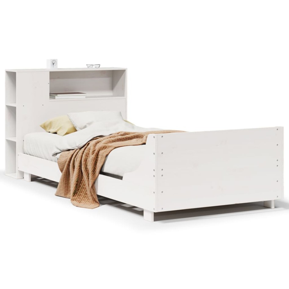 Estructura de cama sin colchón madera maciza blanca 75x190