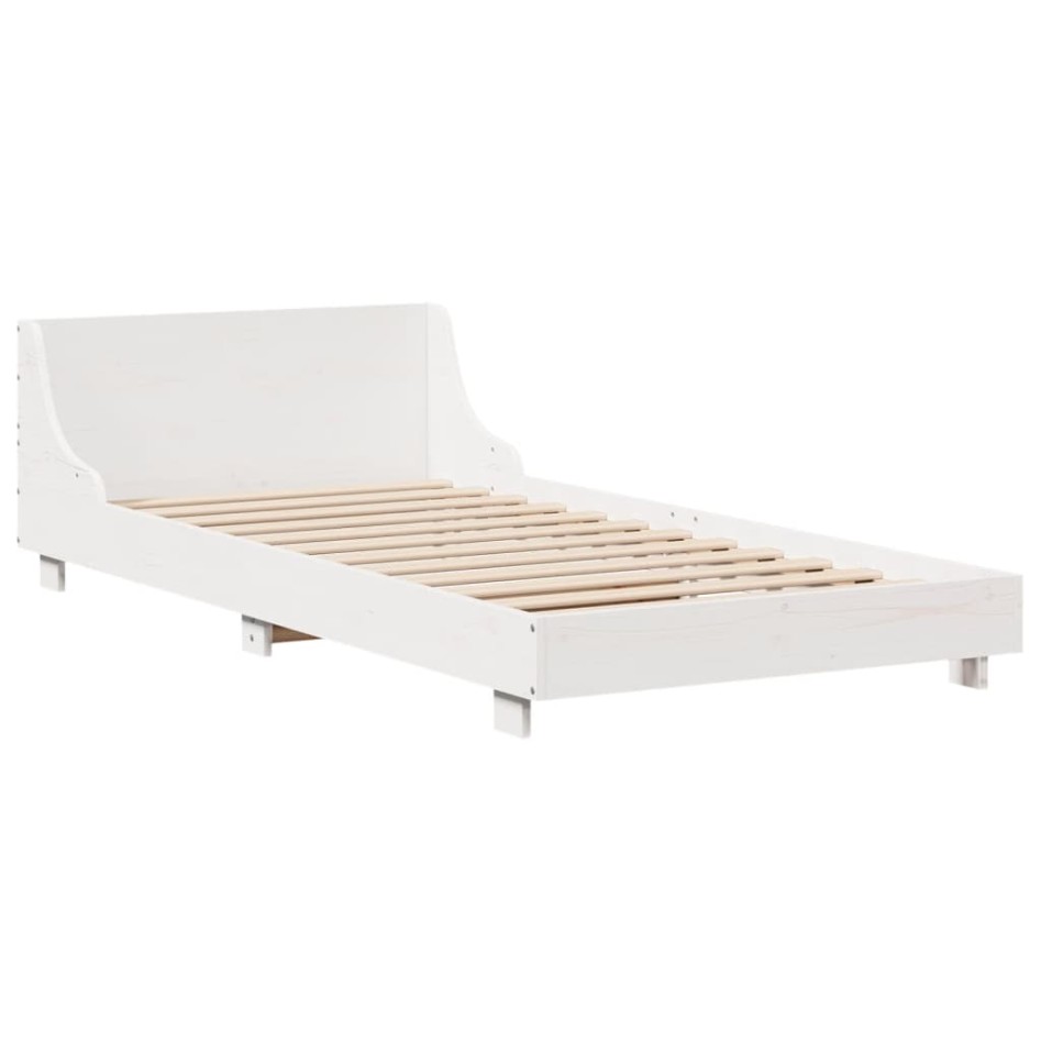 Estructura de cama sin colchón madera maciza blanca 75x190