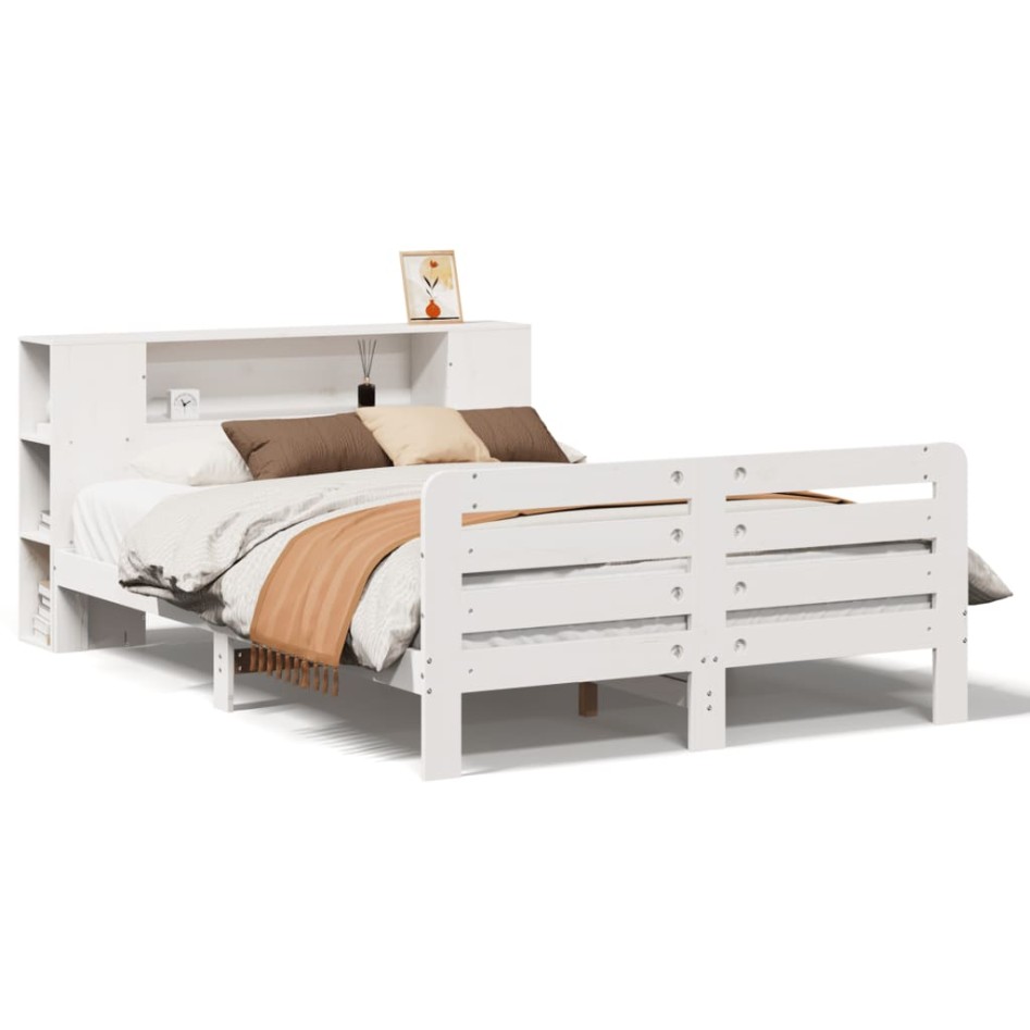 Estructura de cama sin colchón madera de pino blanca 120x200