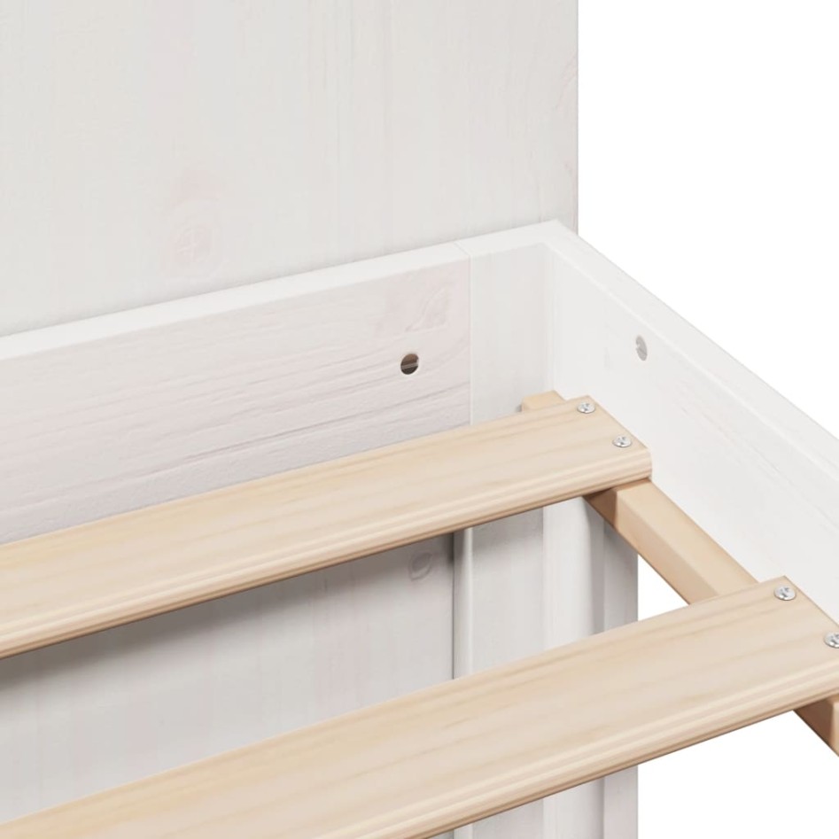 Cama con estantería sin colchón madera maciza blanca 120x200