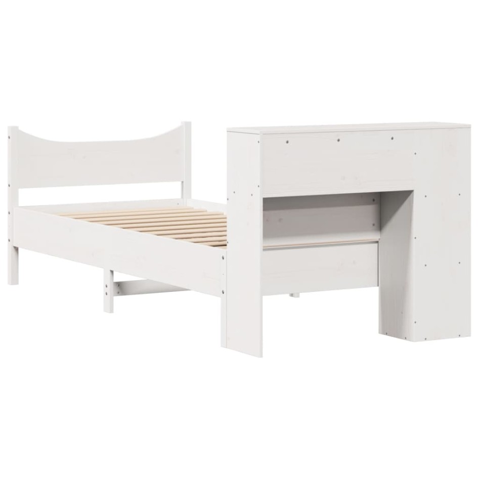 Estructura de cama sin colchón madera maciza blanca 75x190