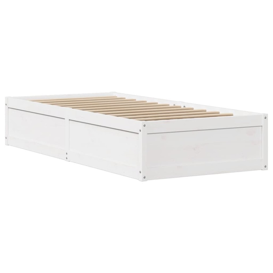 Estructura de cama sin colchón madera maciza blanca 75x190