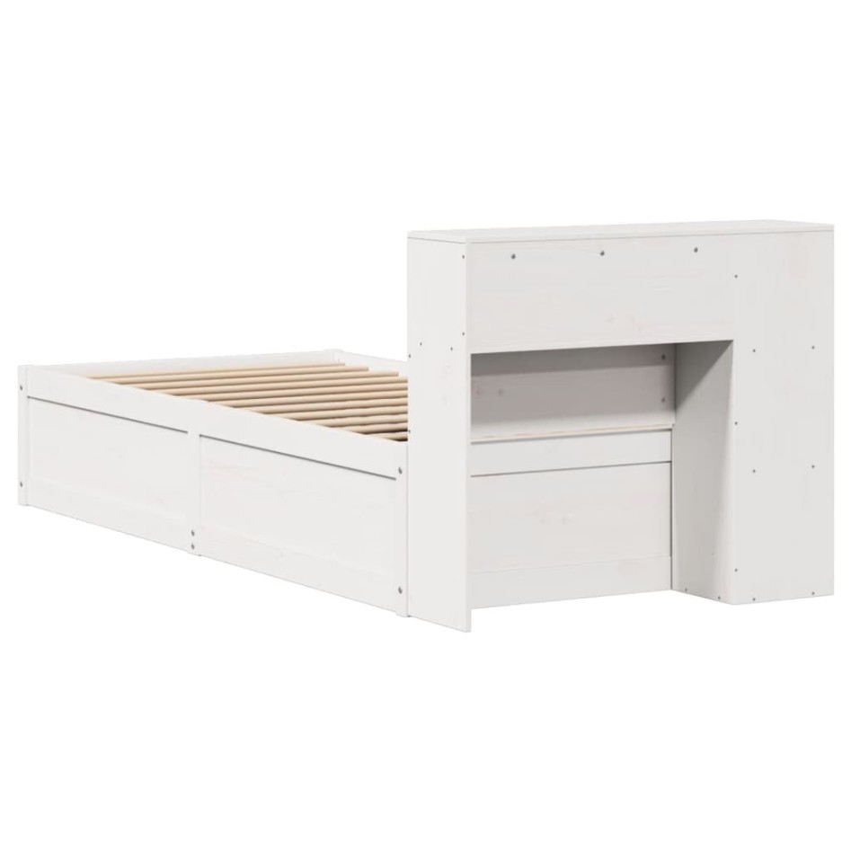 Estructura de cama sin colchón madera maciza blanca 75x190