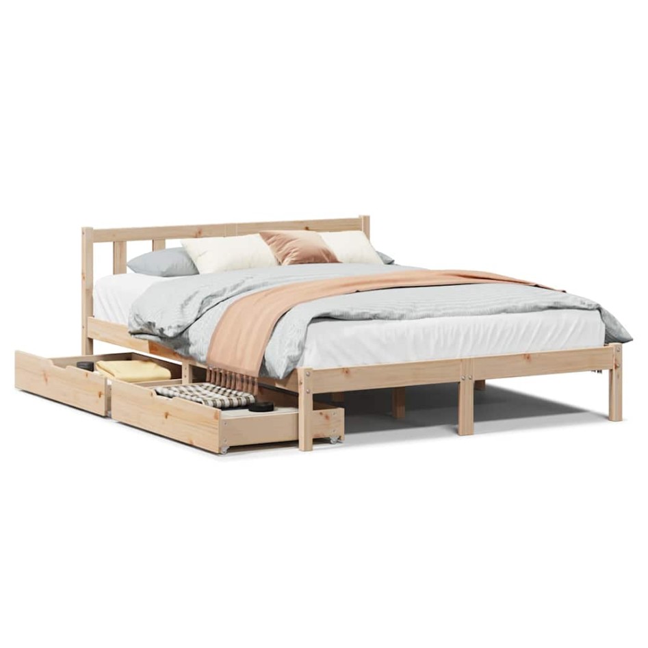 Estructura de cama sin colchón madera de pino maciza 120x200