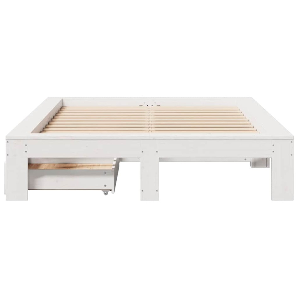 Estructura de cama sin colchón madera de pino blanca 120x200