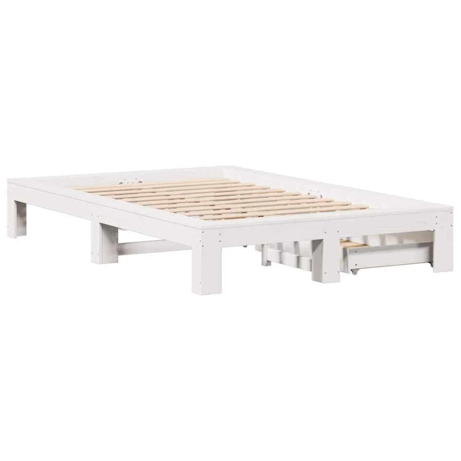 Estructura de cama sin colchón madera de pino blanca 120x200