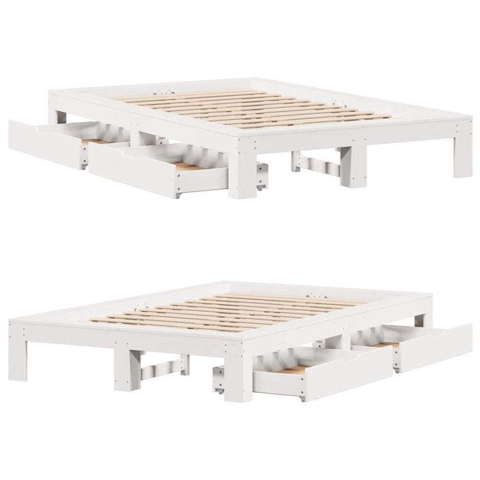 Estructura de cama sin colchón madera de pino blanca 120x200