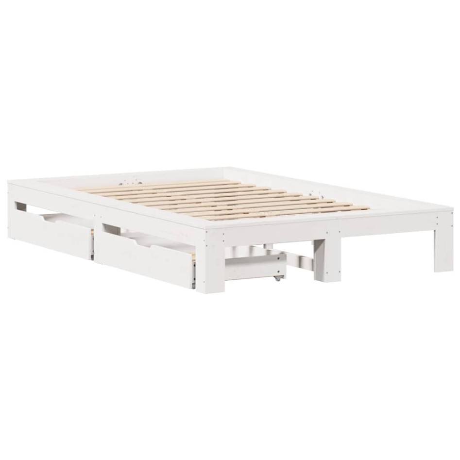 Estructura de cama sin colchón madera de pino blanco 135x190