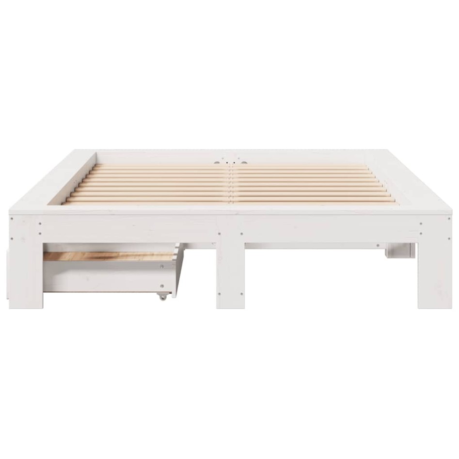 Estructura de cama sin colchón madera de pino blanco 135x190