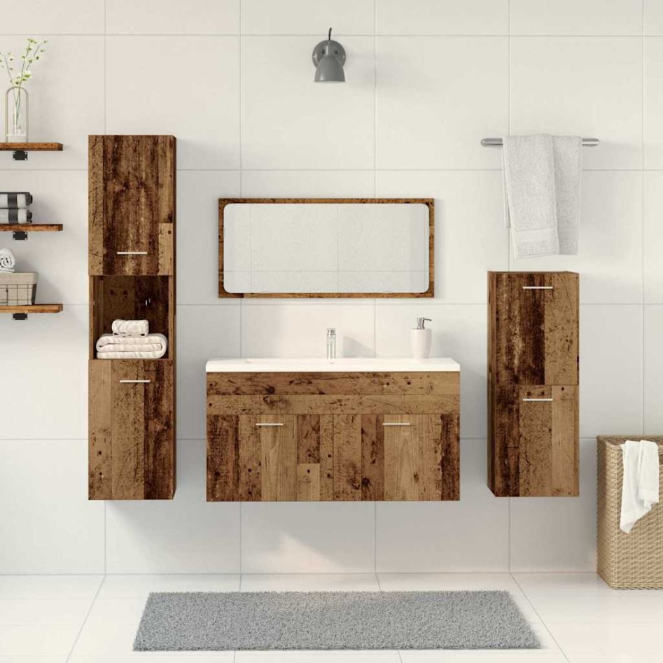 Juego de muebles de baño 4 piezas madera ingeniería